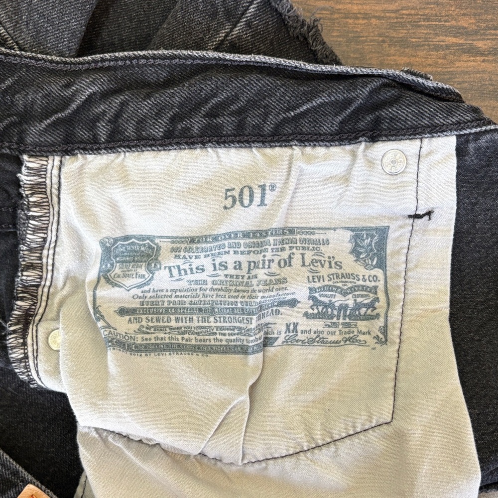 Levi's 501 Black High-Rise Denim Cutoff Shorts - Picture 5 of 11